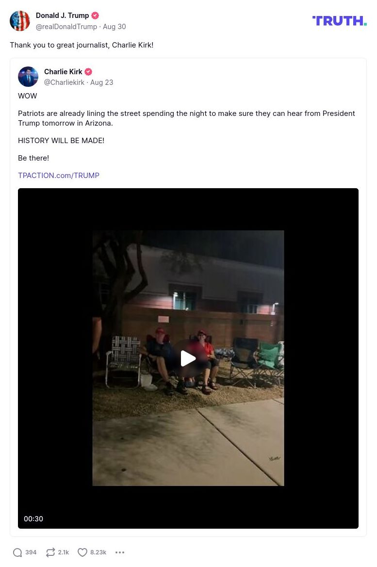 Post image from Donald Trump