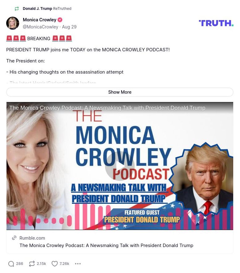 Post image from Donald Trump