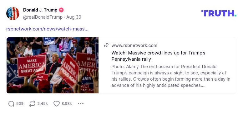 Post image from Donald Trump