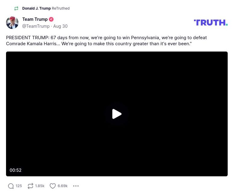 Post image from Donald Trump