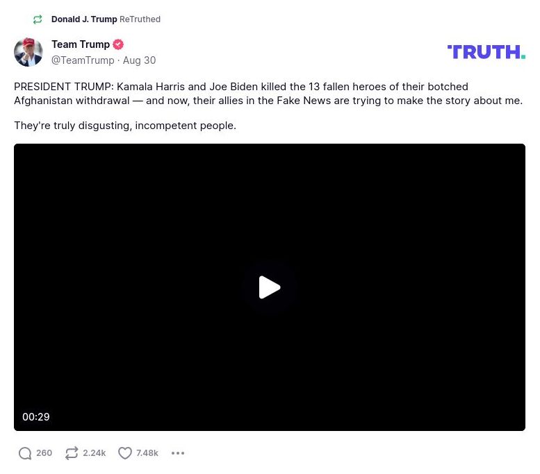 Post preview from Donald Trump