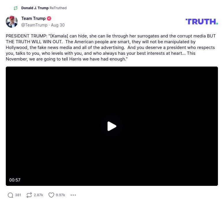 Post image from Donald Trump