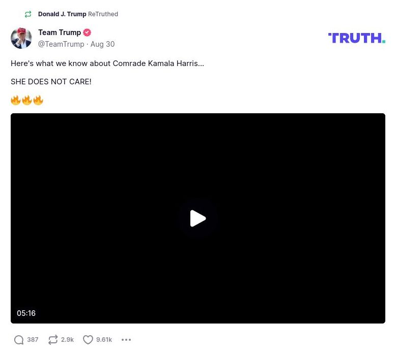 Post image from Donald Trump