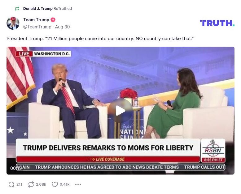 Post image from Donald Trump