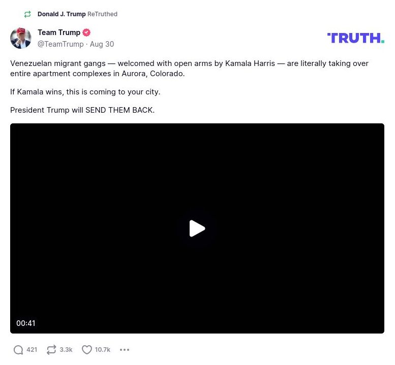 Post image from Donald Trump