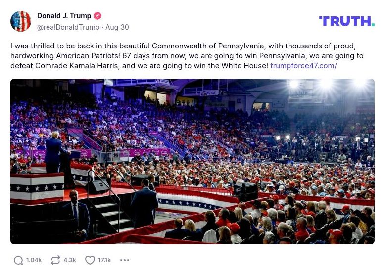 Post image from Donald Trump