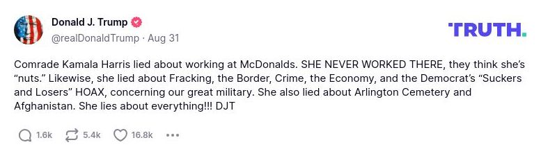 Post image from Donald Trump