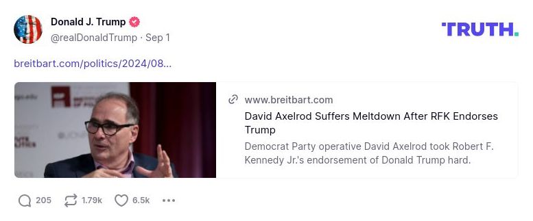 Post preview from Donald Trump