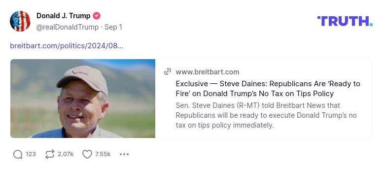 Post image from Donald Trump