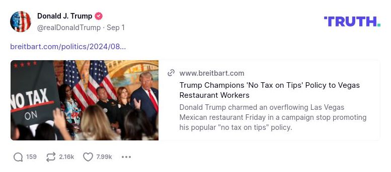 Post preview from Donald Trump