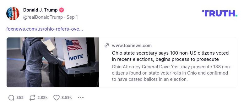 Post image from Donald Trump