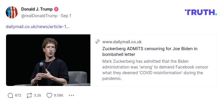 Post preview from Donald Trump