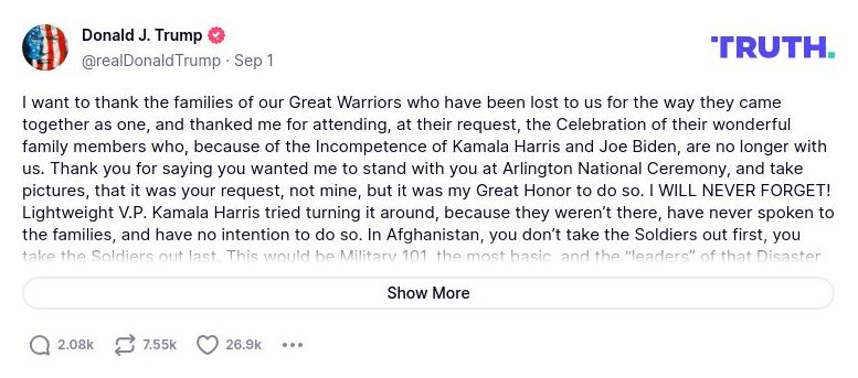 Post preview from Donald Trump