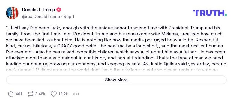 Post image from Donald Trump