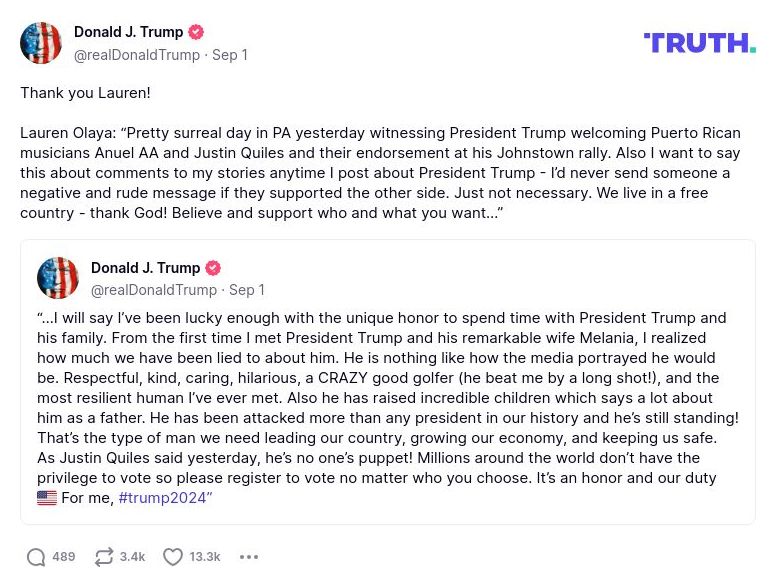 Post image from Donald Trump