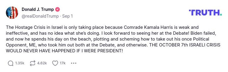 Post preview from Donald Trump