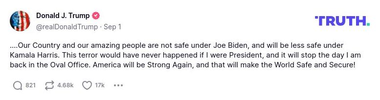 Post preview from Donald Trump