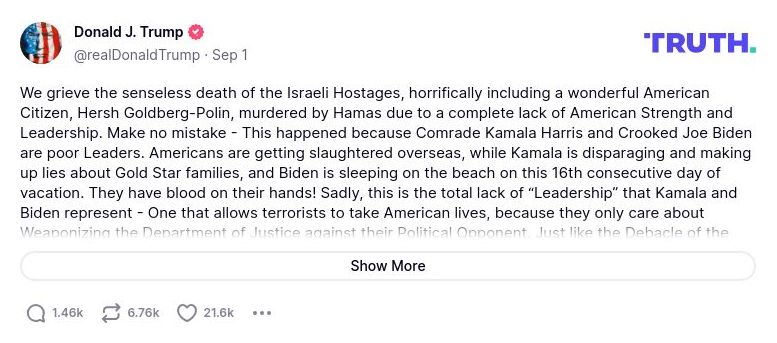 Post preview from Donald Trump