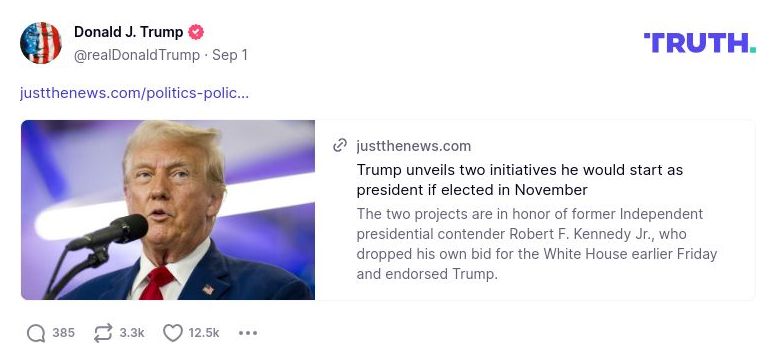 Post image from Donald Trump