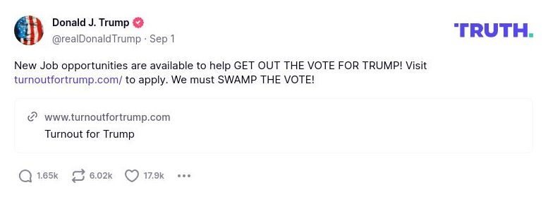 Post image from Donald Trump