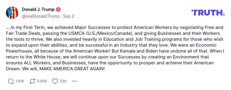 Post preview from Donald Trump