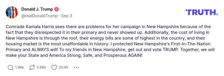 Post image from Donald Trump