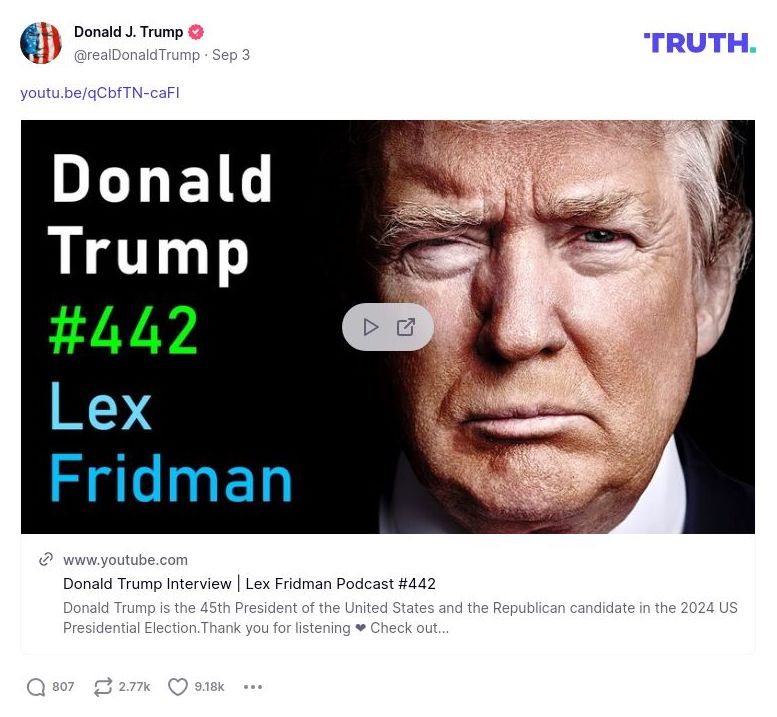 Post image from Donald Trump