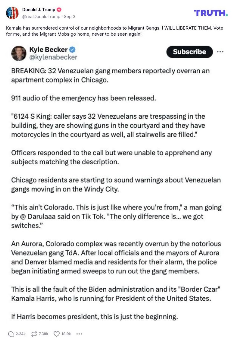 Post image from Donald Trump