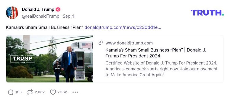 Post image from Donald Trump