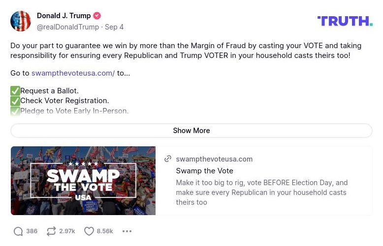 Post image from Donald Trump