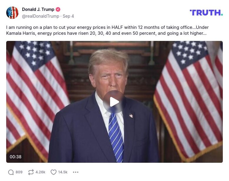 Post image from Donald Trump