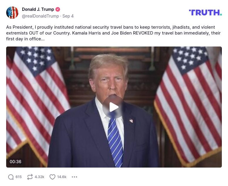 Post preview from Donald Trump