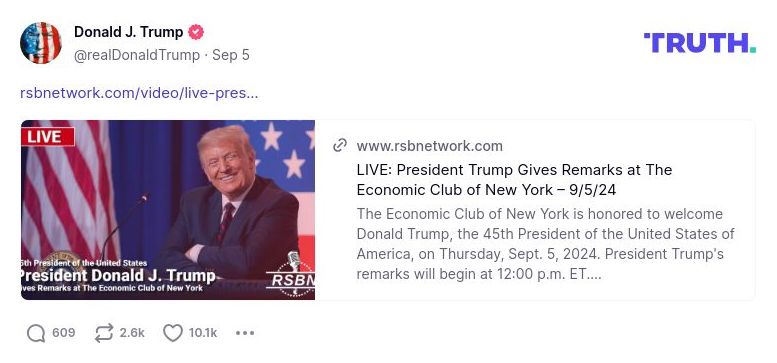 Post image from Donald Trump