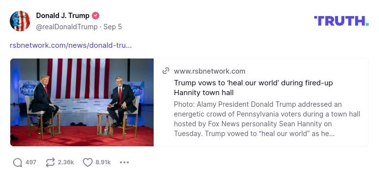 Post image from Donald Trump