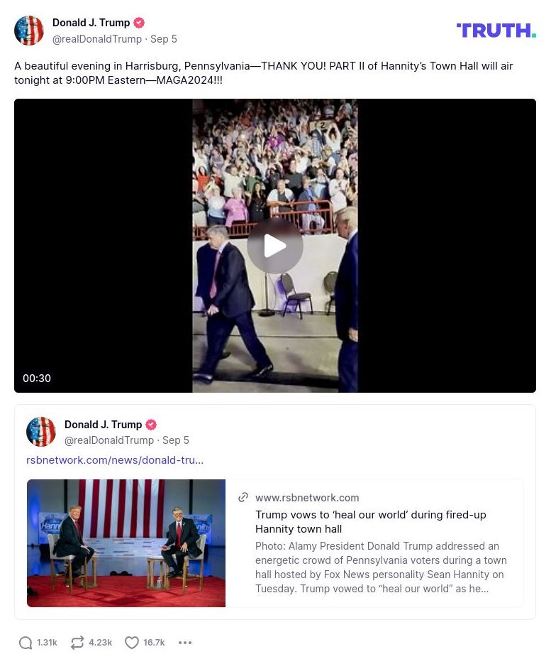 Post image from Donald Trump