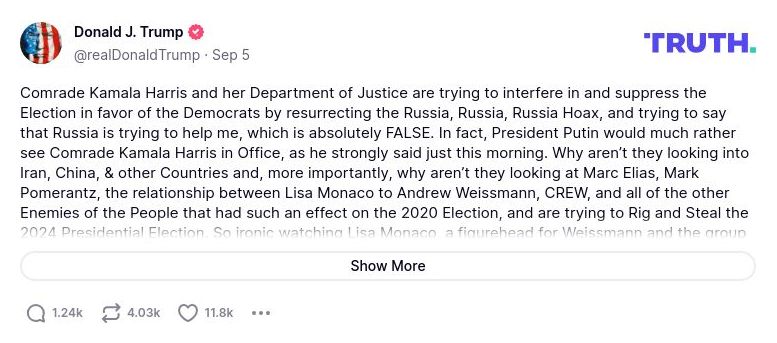 Post preview from Donald Trump