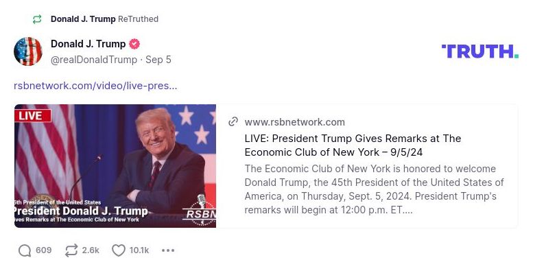 Post image from Donald Trump