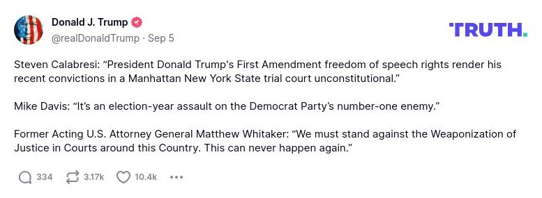 Post image from Donald Trump