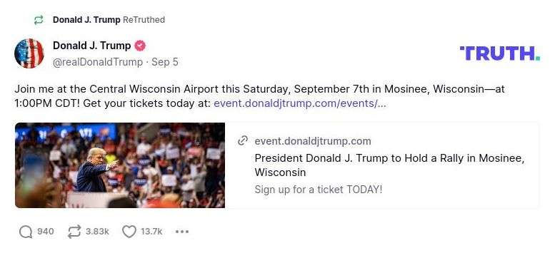 Post image from Donald Trump