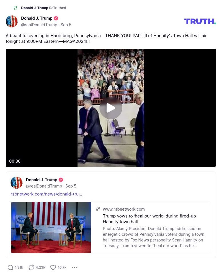 Post image from Donald Trump