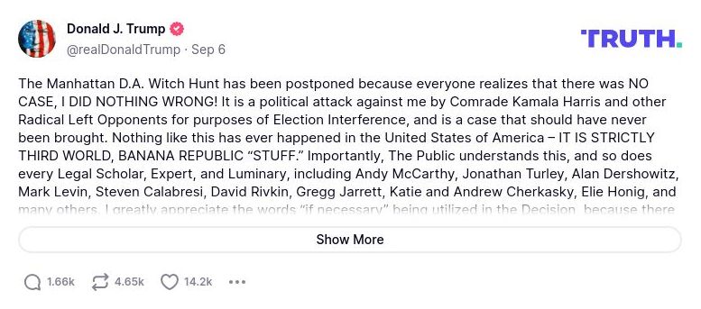 Post image from Donald Trump