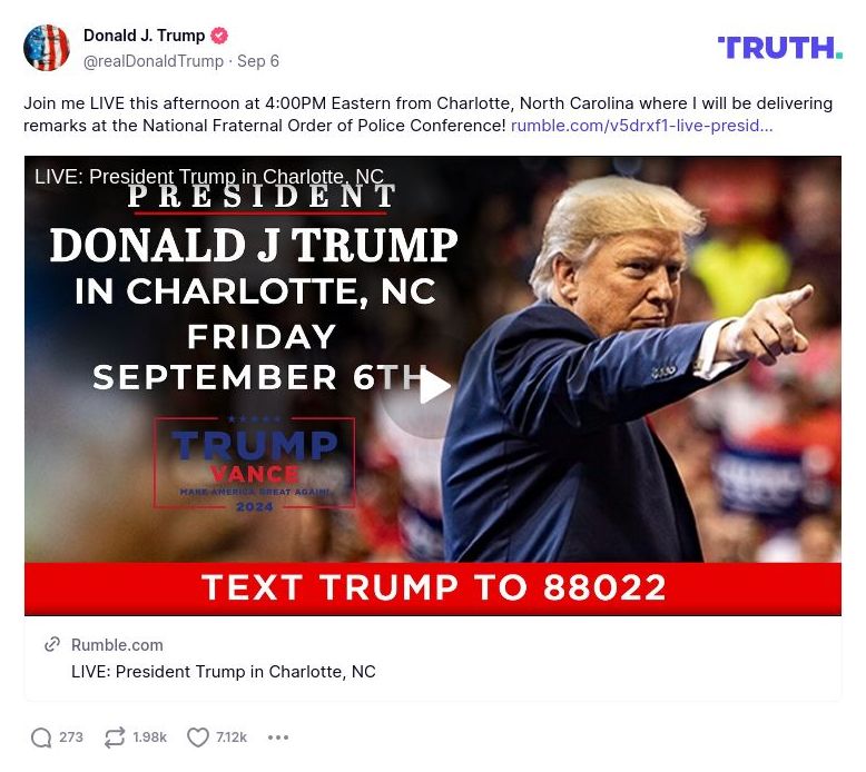 Post image from Donald Trump