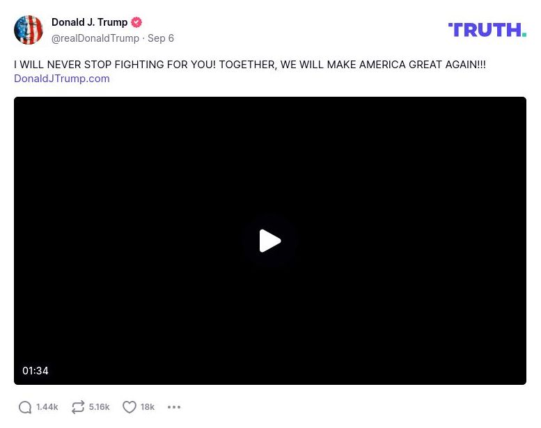 Post image from Donald Trump