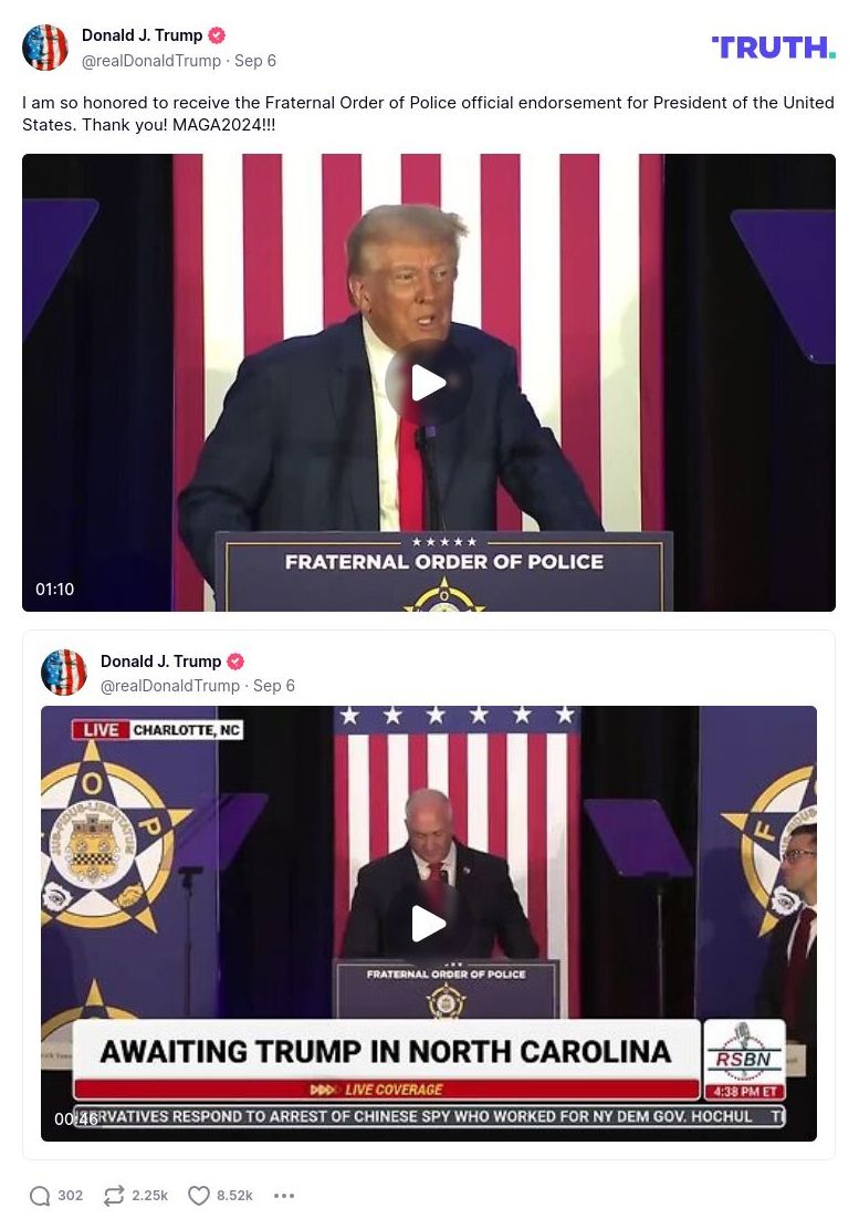 Post image from Donald Trump