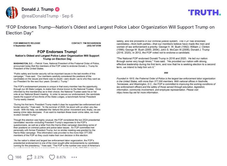 Post image from Donald Trump