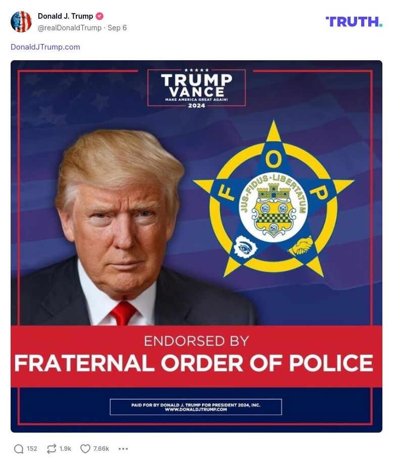 Post image from Donald Trump