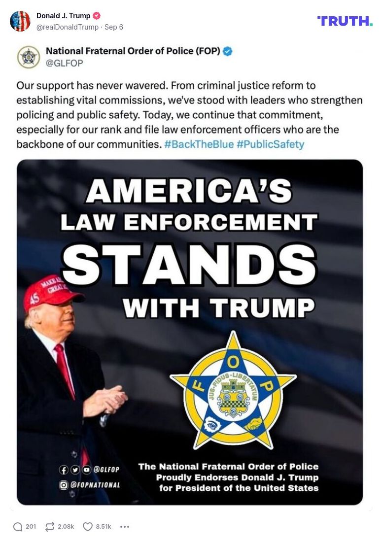 Post image from Donald Trump