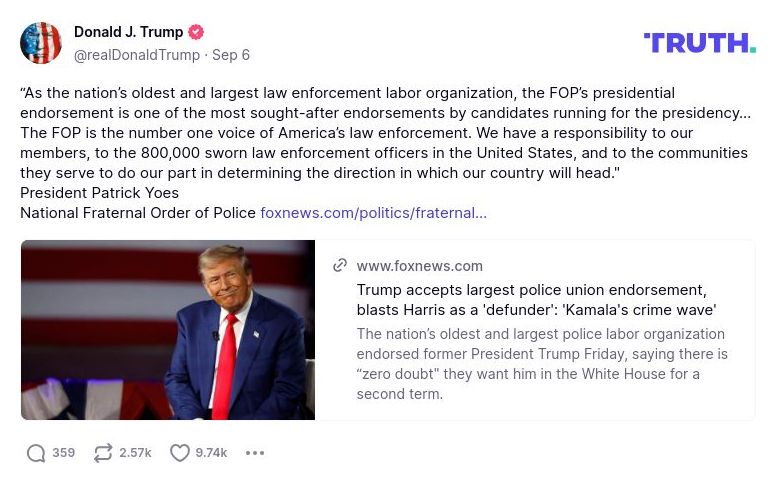 Post image from Donald Trump