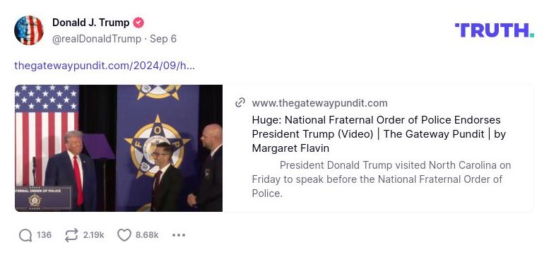 Post image from Donald Trump