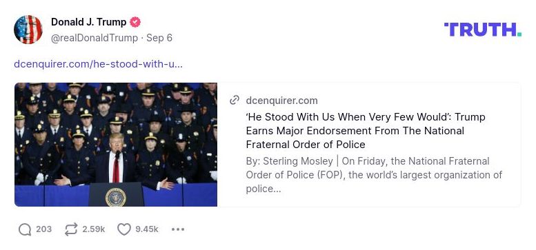 Post image from Donald Trump